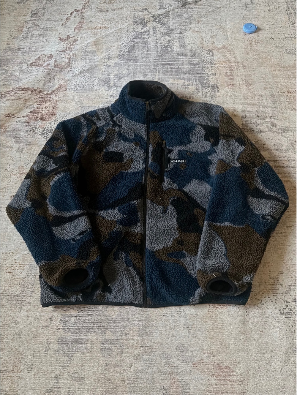 Quasi Sherpa full fleece jacket blue/grey/brown medium